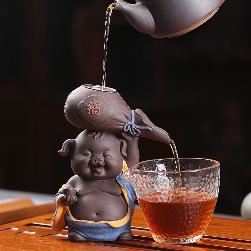 Purple Clay Pig Tea Strainer