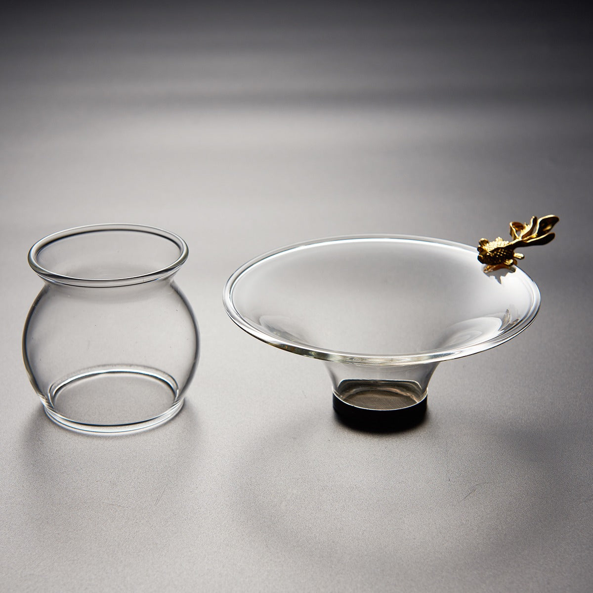 Glass Tea Strainer With Goldfish Handle
