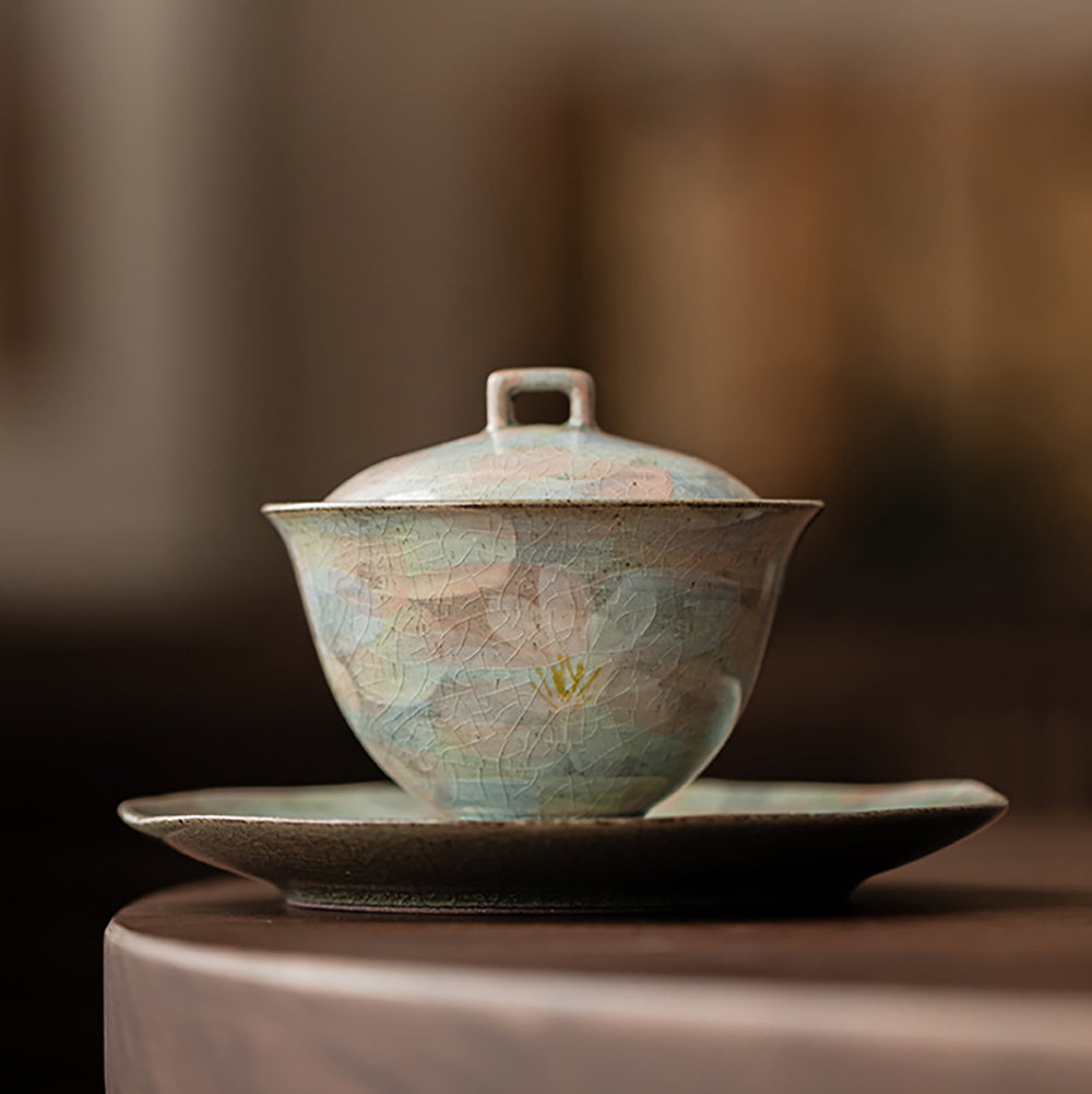 Ice Crack Daisy Porcelain Gaiwan