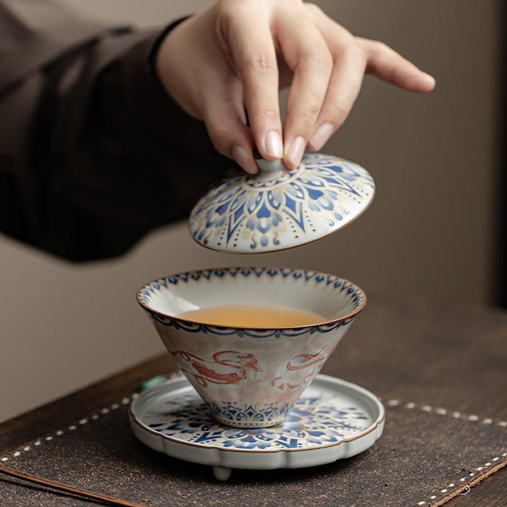 Dunhuang Feitian Cone-shaped Ruyao Porcelain Gaiwan