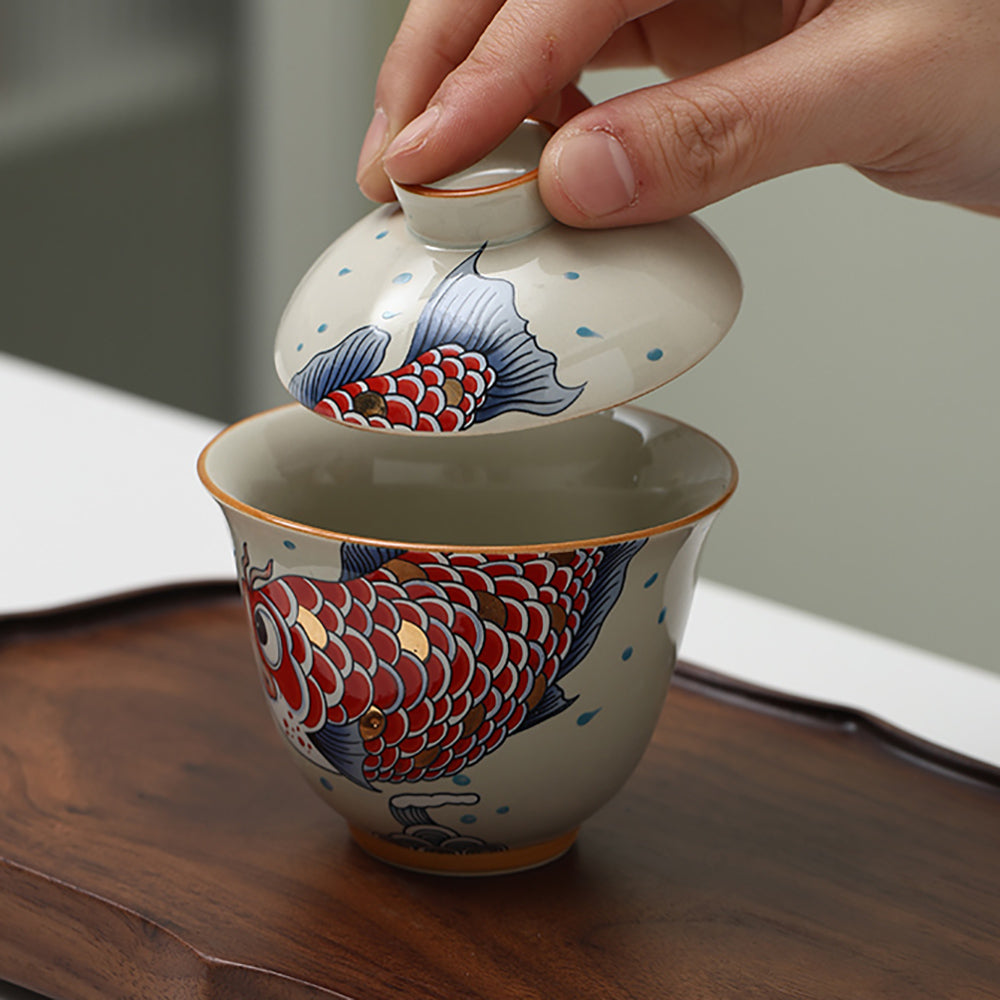 Goldfish Yuanbao Porcelain Gaiwan
