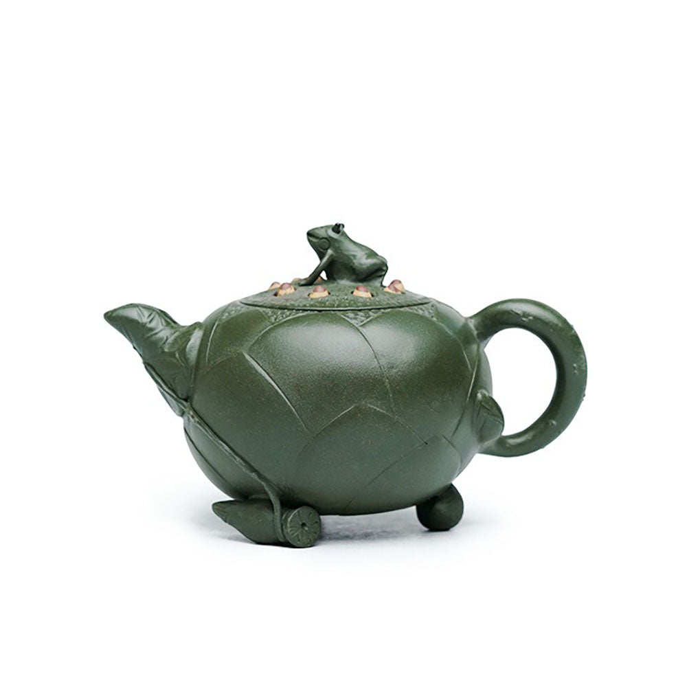 Yixing Green Clay Lotus And Frog Teapot