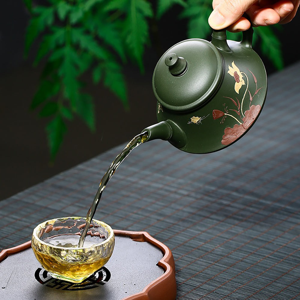Yixing Green Clay Lotus Teapot