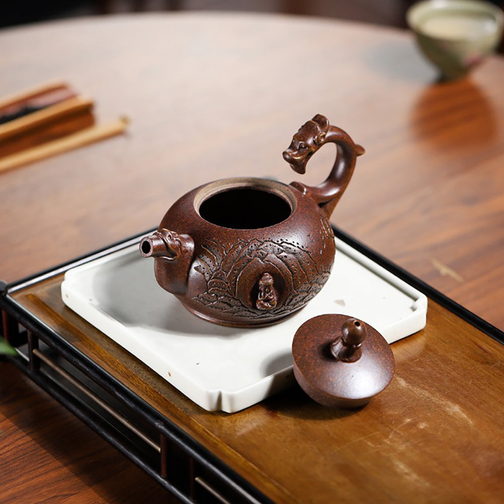 Yixing Purple Clay Buddha Dragon Teapot