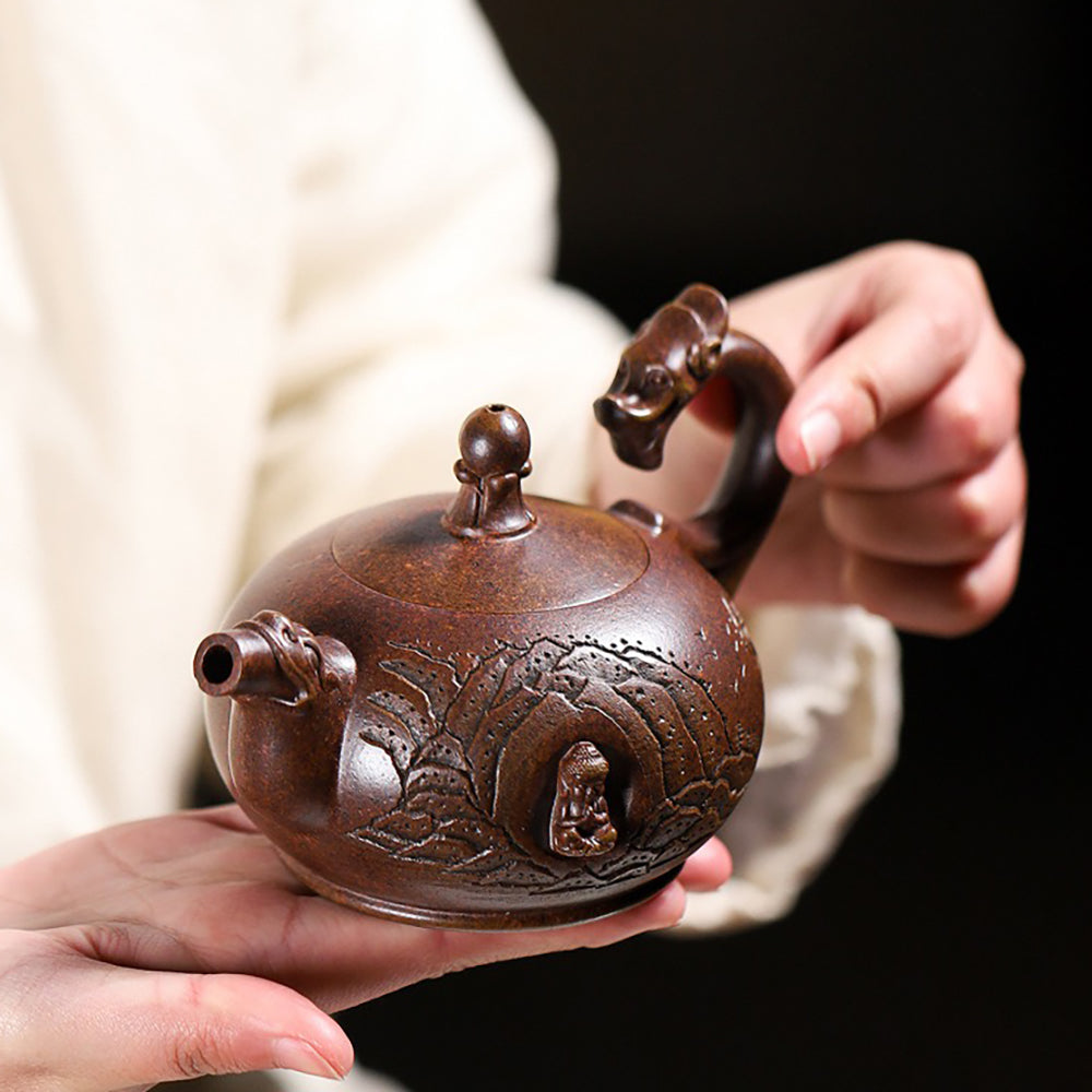 Yixing Purple Clay Buddha Dragon Teapot