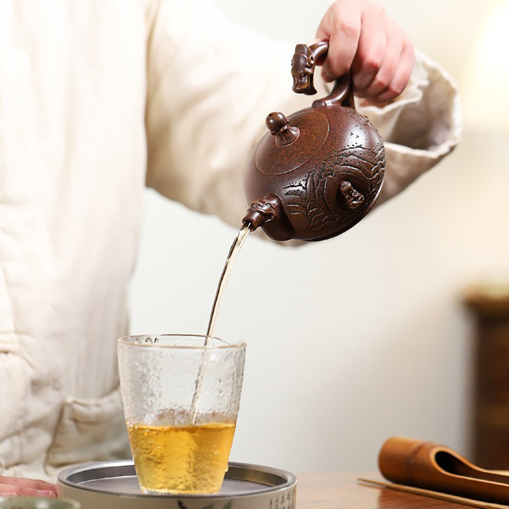 Yixing Purple Clay Buddha Dragon Teapot