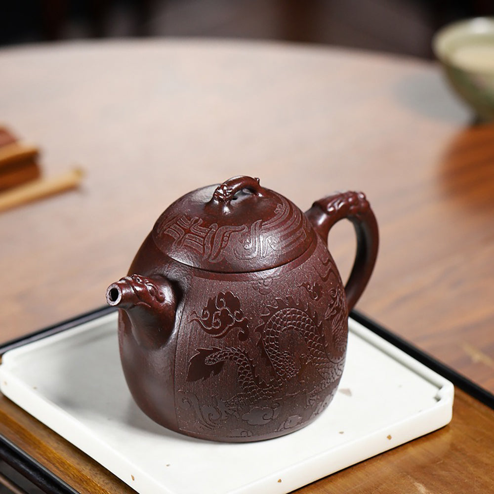 Yixing Purple Clay Qinquan Dragon Teapot