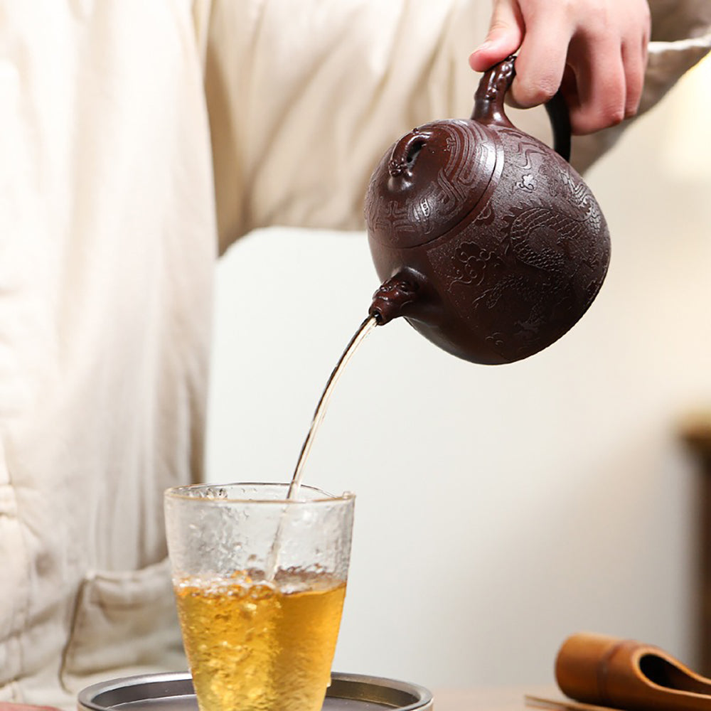 Yixing Purple Clay Qinquan Dragon Teapot