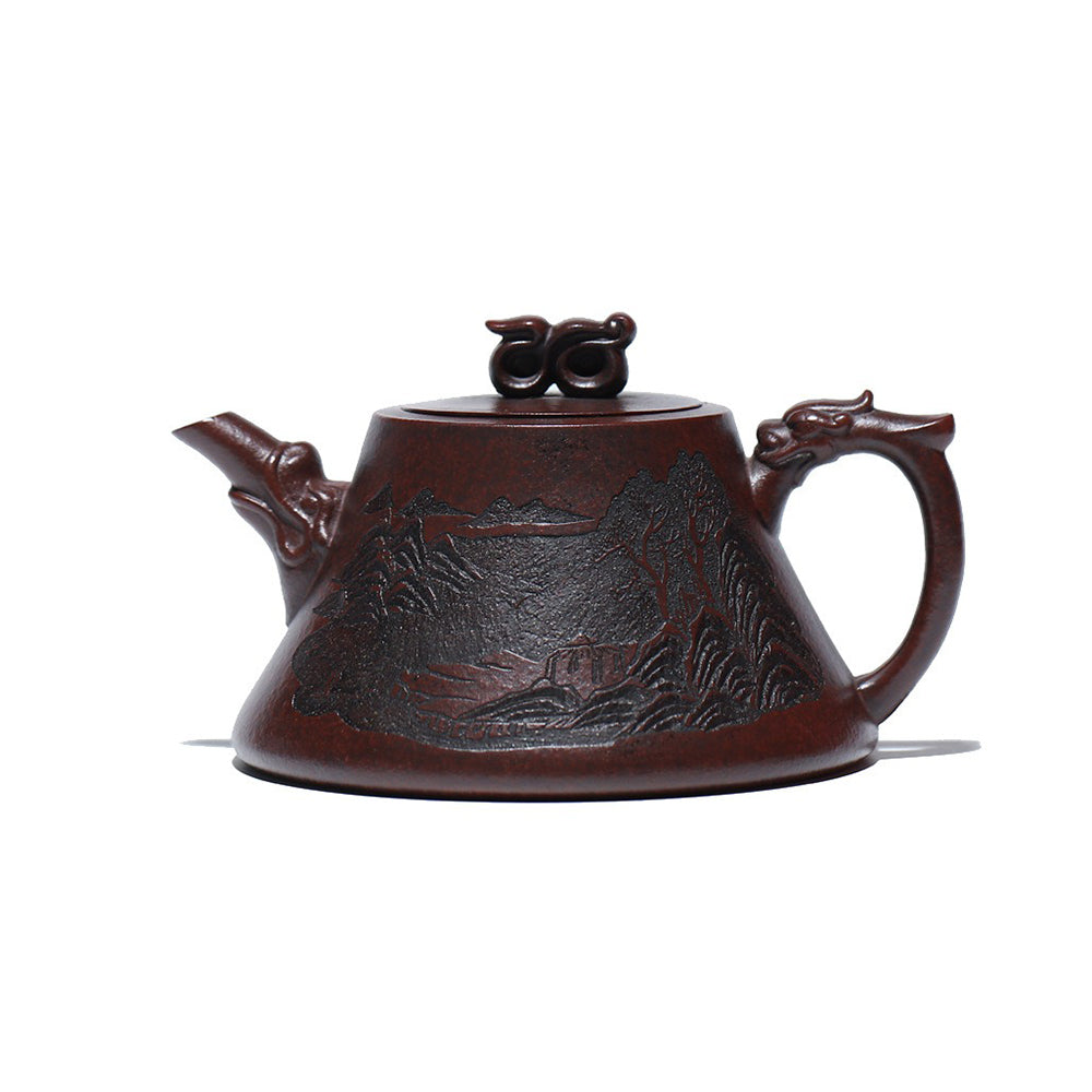 Yixing Purple Clay Landscape Ruyi Teapot