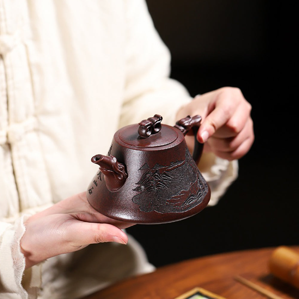 Yixing Purple Clay Landscape Ruyi Teapot