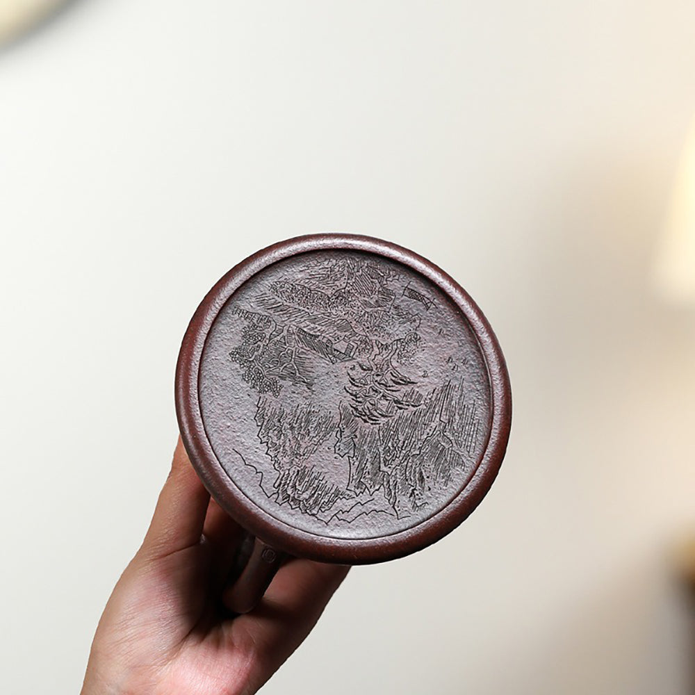 Yixing Purple Clay Landscape Ruyi Teapot