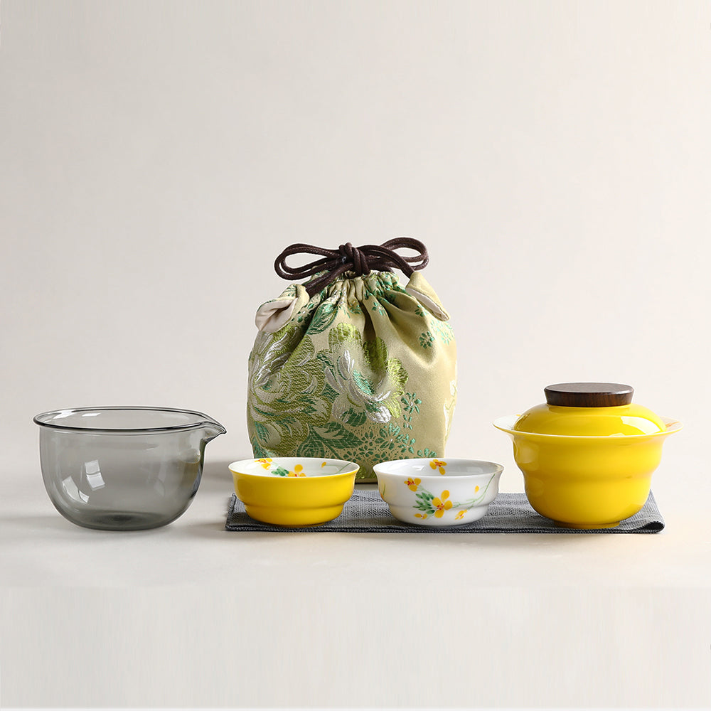 Yellow Rapeseed Flowers Travel Tea Set