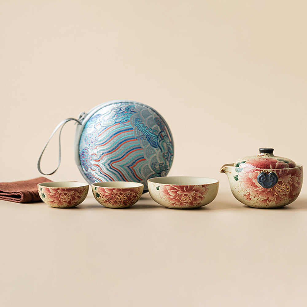 Flint Red Peony Travel Tea Set