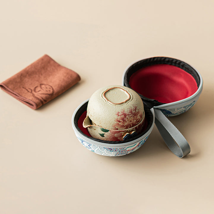 Flint Red Peony Travel Tea Set