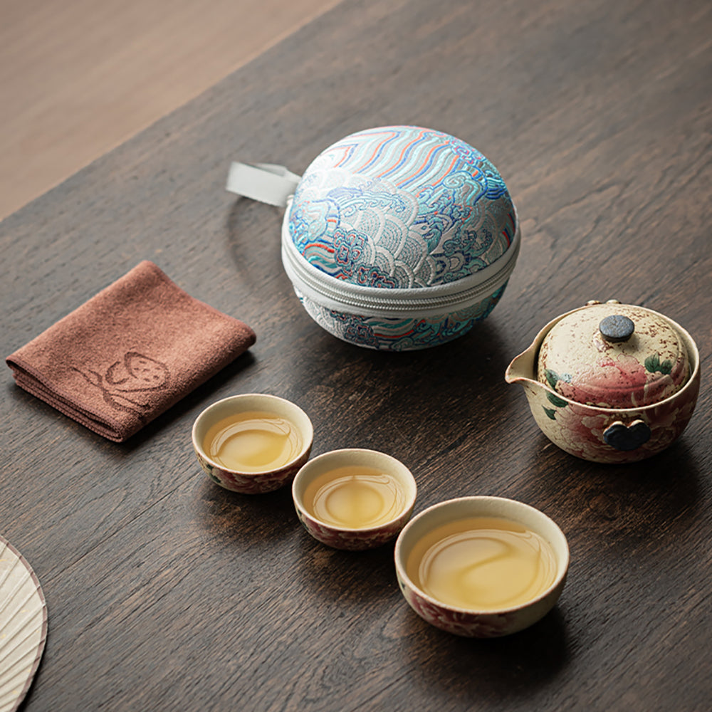 Flint Red Peony Travel Tea Set