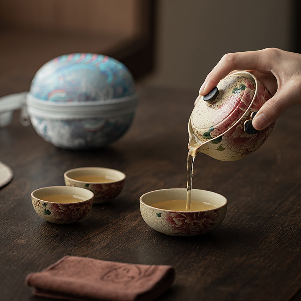 Flint Red Peony Travel Tea Set