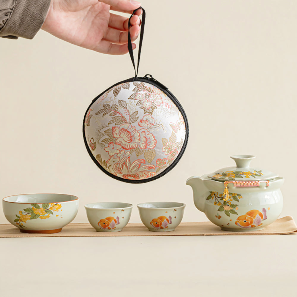 Osmanthus And Koi Travel Tea Set