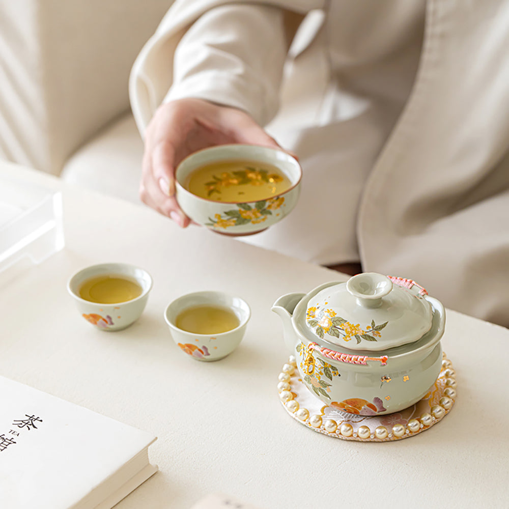 Osmanthus And Koi Travel Tea Set