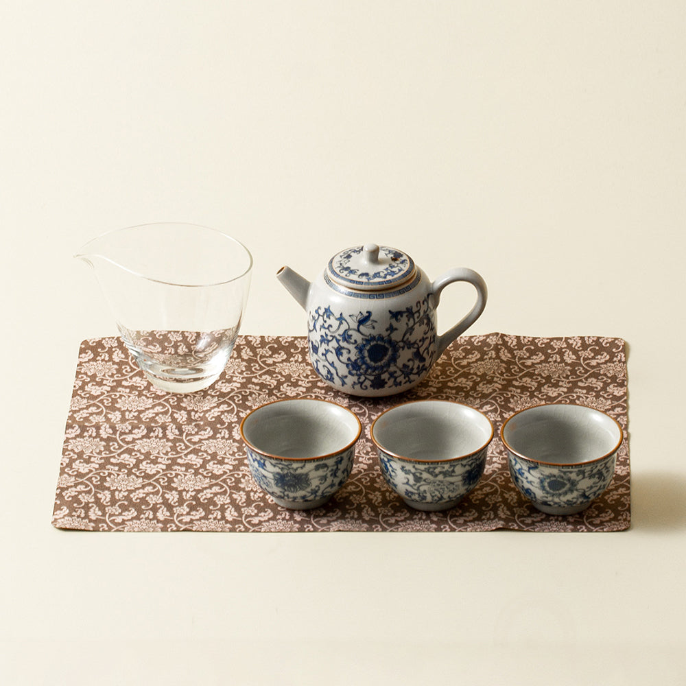 Blue And White Ruyao Porcelain Travel Tea Set
