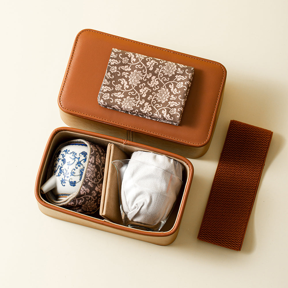 Blue And White Ruyao Porcelain Travel Tea Set