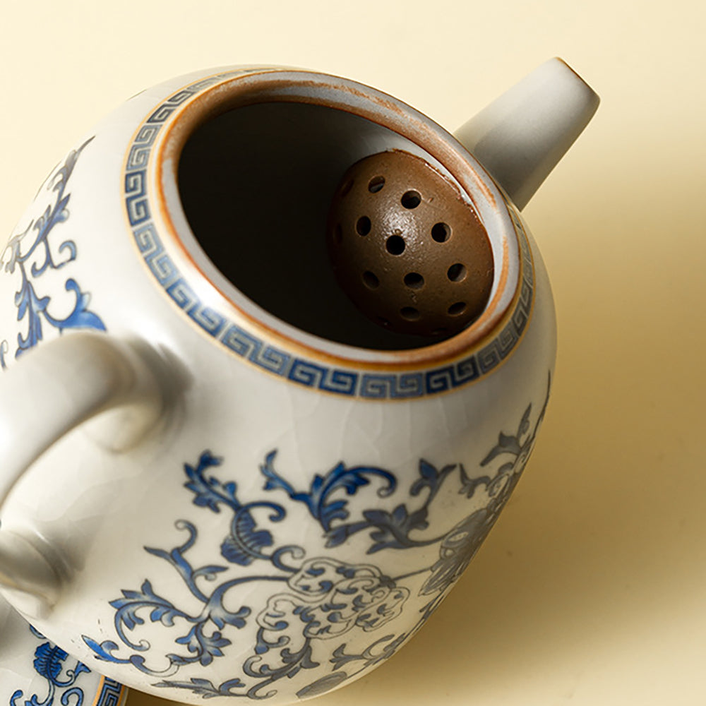 Blue And White Ruyao Porcelain Travel Tea Set