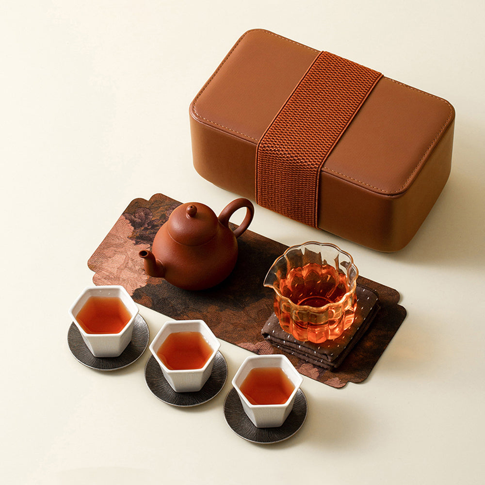 Purple Clay & Ceramic Travel Tea Set