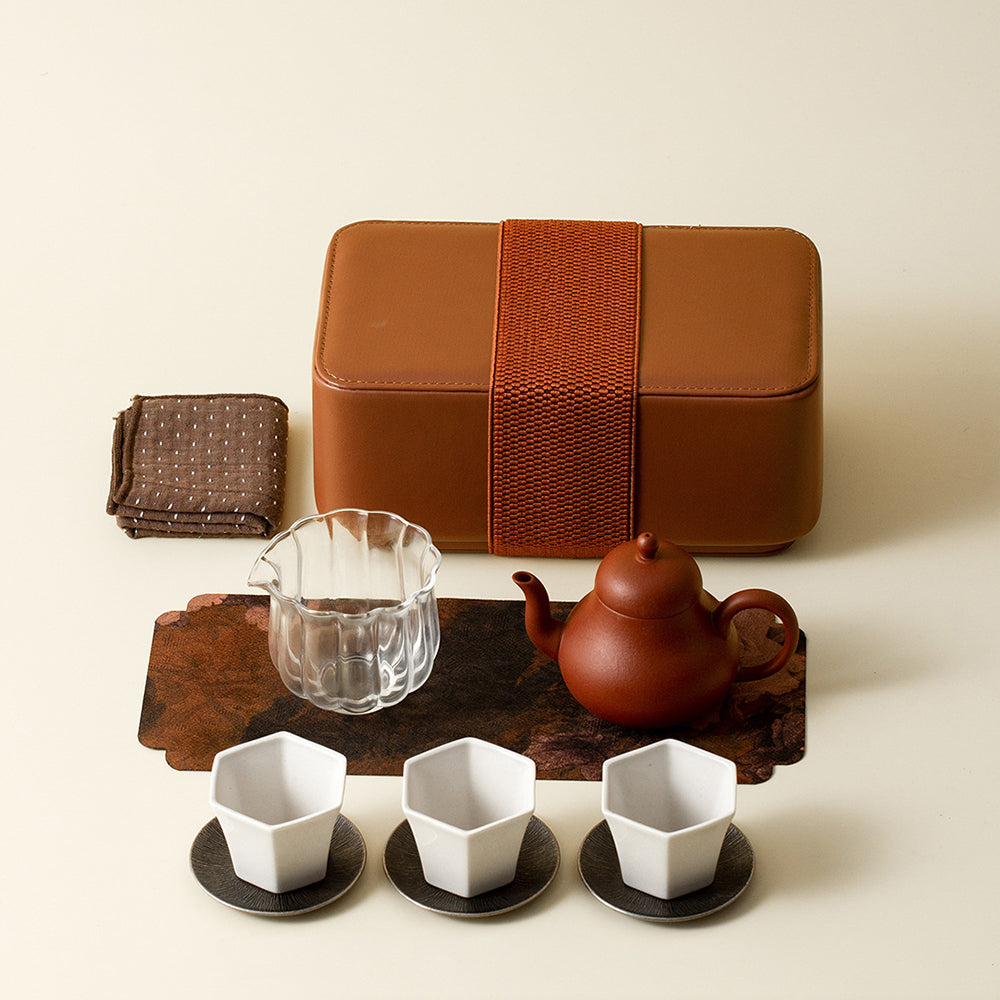 Purple Clay & Ceramic Travel Tea Set