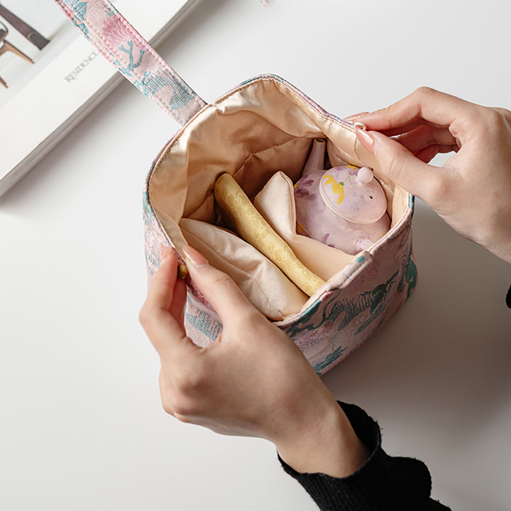 Purple Oil Painting Flower Travel Tea Set