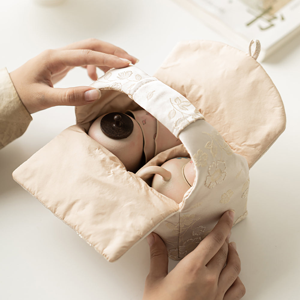 Pink Ceramic Butterfly Travel Tea Set