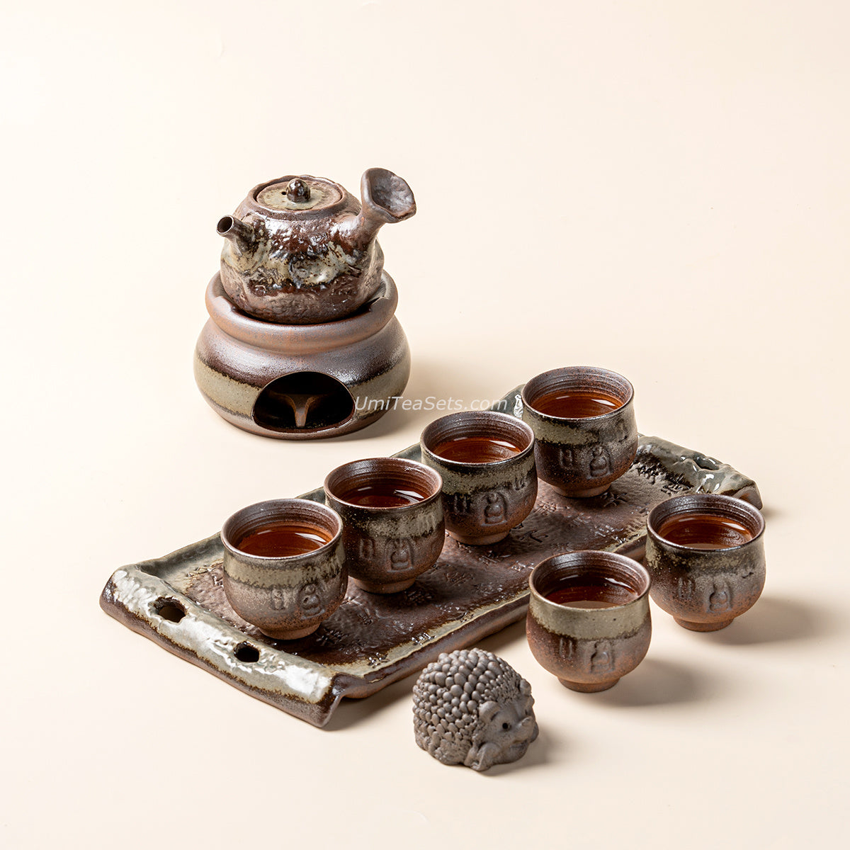 Coarse Pottery Chai Kiln Green Glaze Tea Set