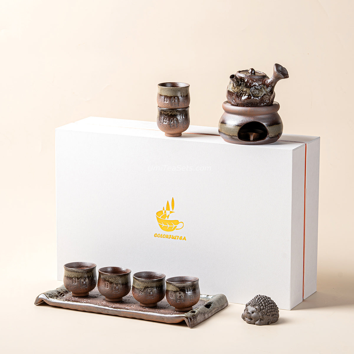 Coarse Pottery Chai Kiln Green Glaze Tea Set