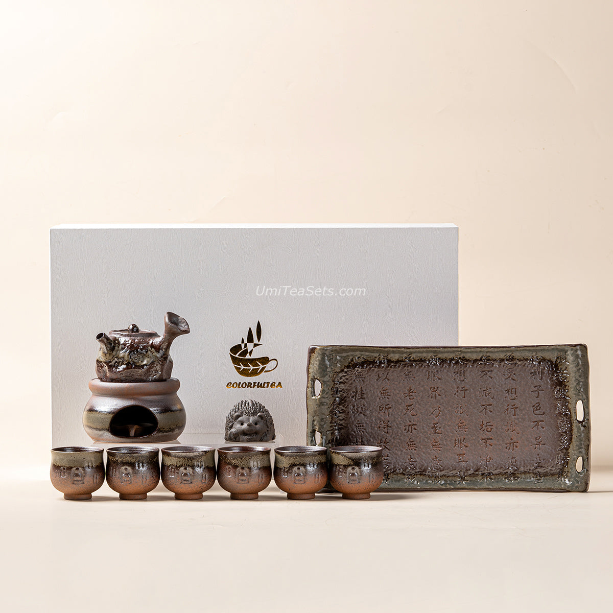 Coarse Pottery Chai Kiln Green Glaze Tea Set