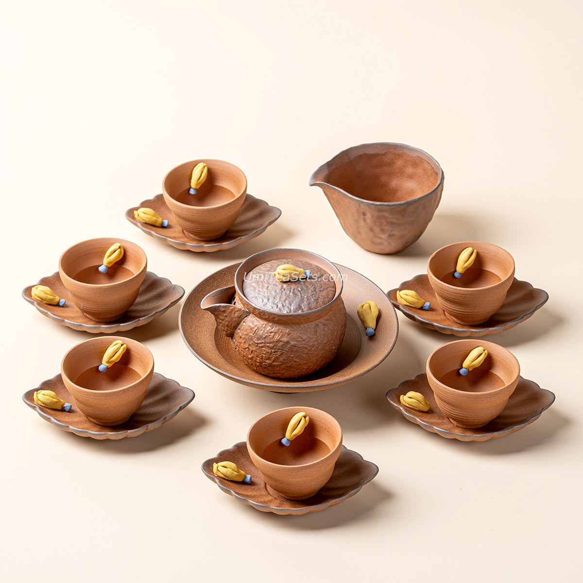 Japanese Coarse Pottery Chayote Tea Set