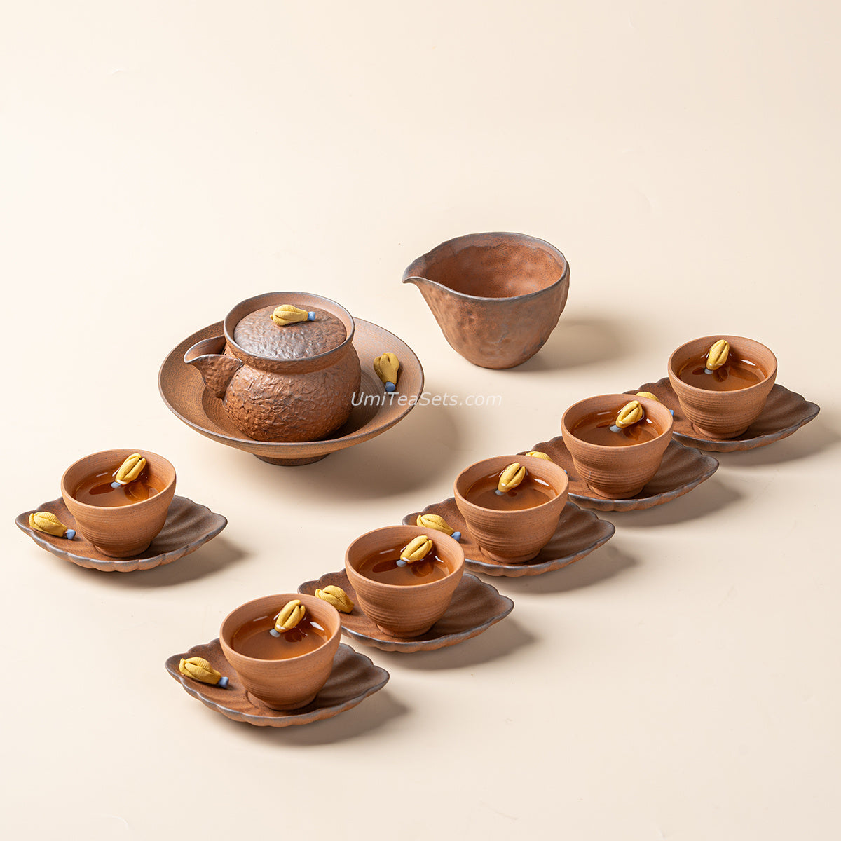 Japanese Coarse Pottery Chayote Tea Set