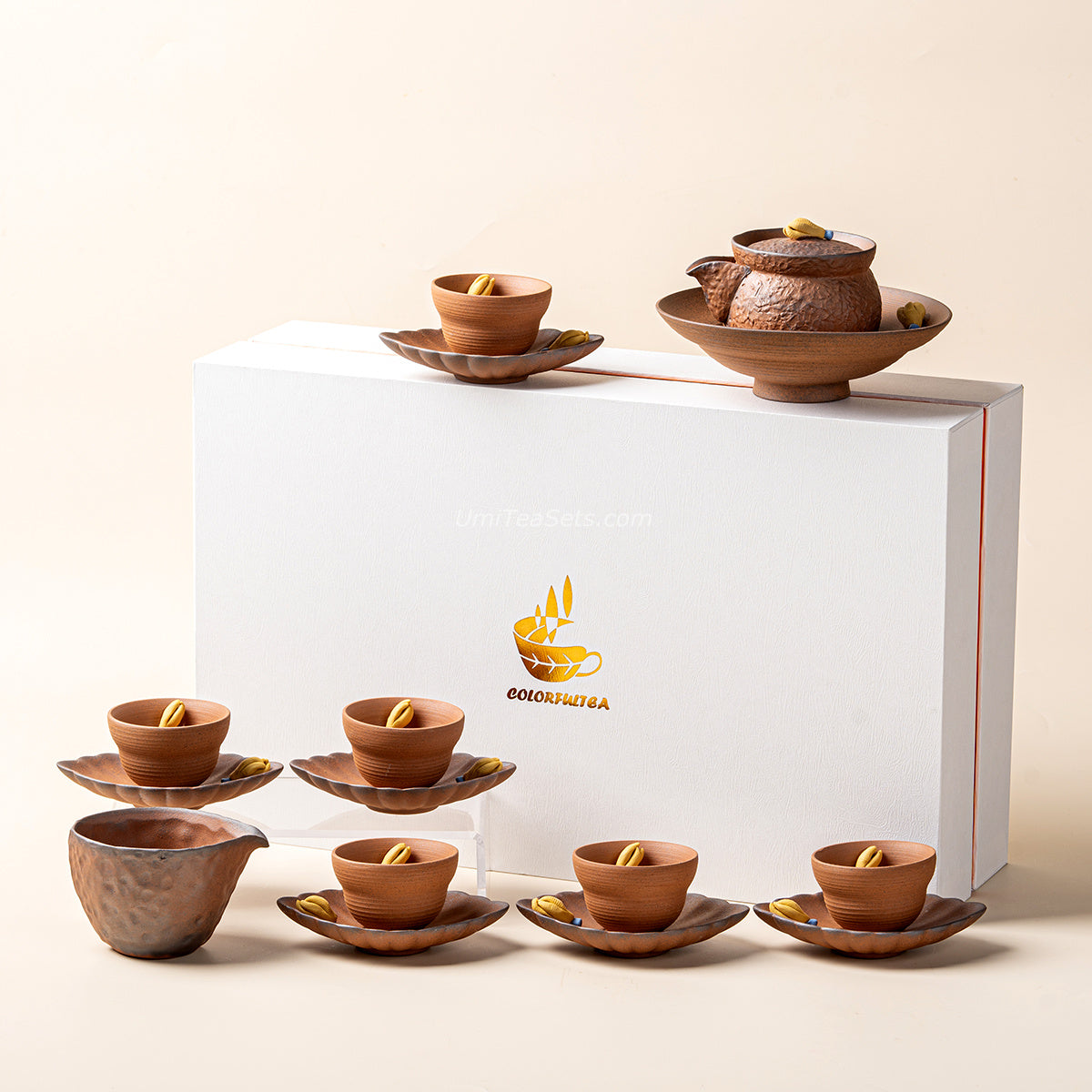 Japanese Coarse Pottery Chayote Tea Set