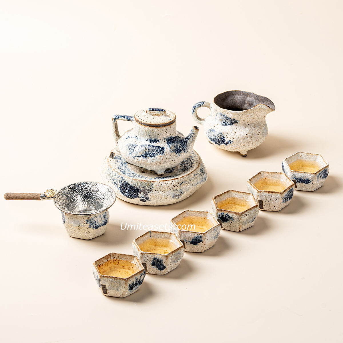 Japanese Coarse Pottery Kobiki Tea Set