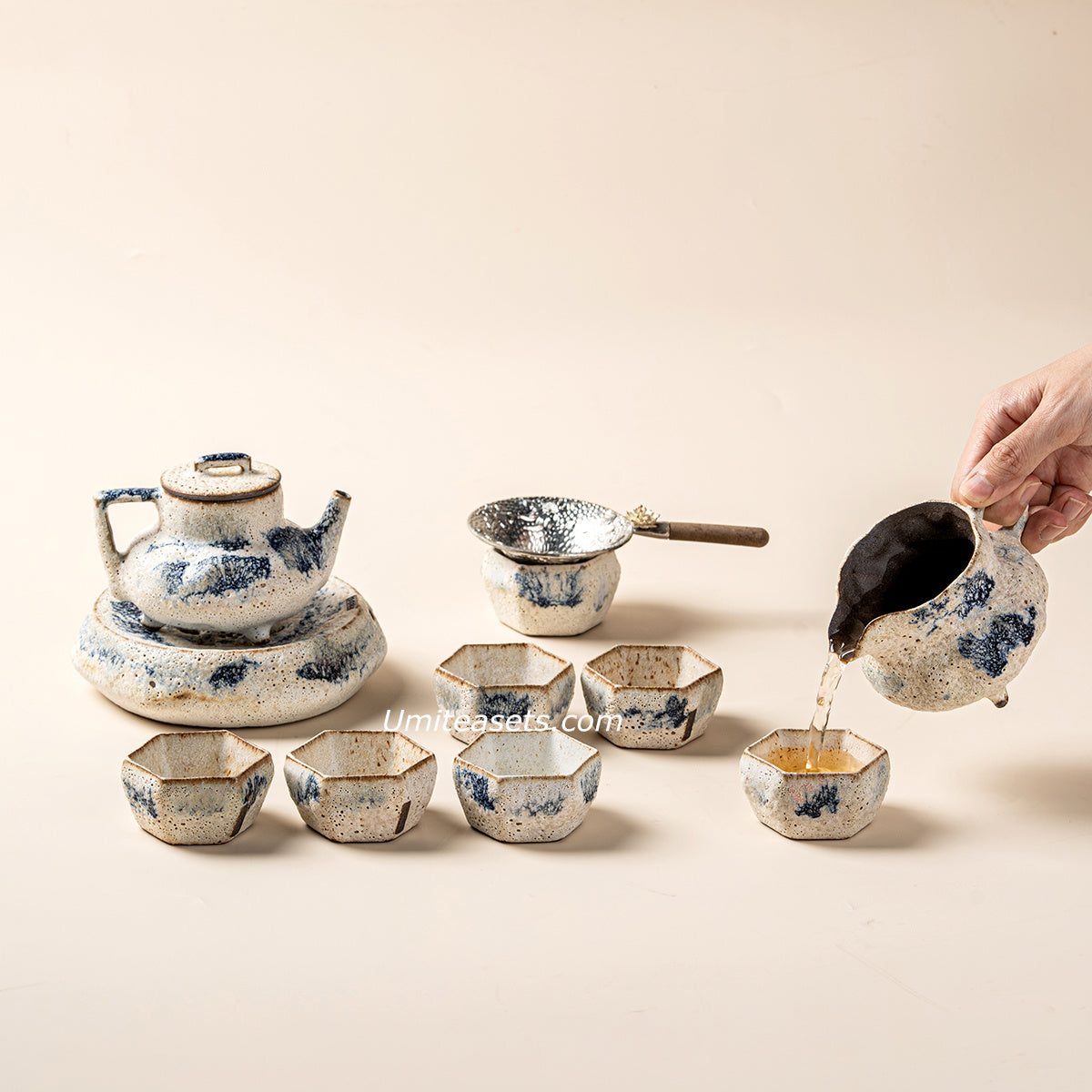 Japanese Coarse Pottery Kobiki Tea Set