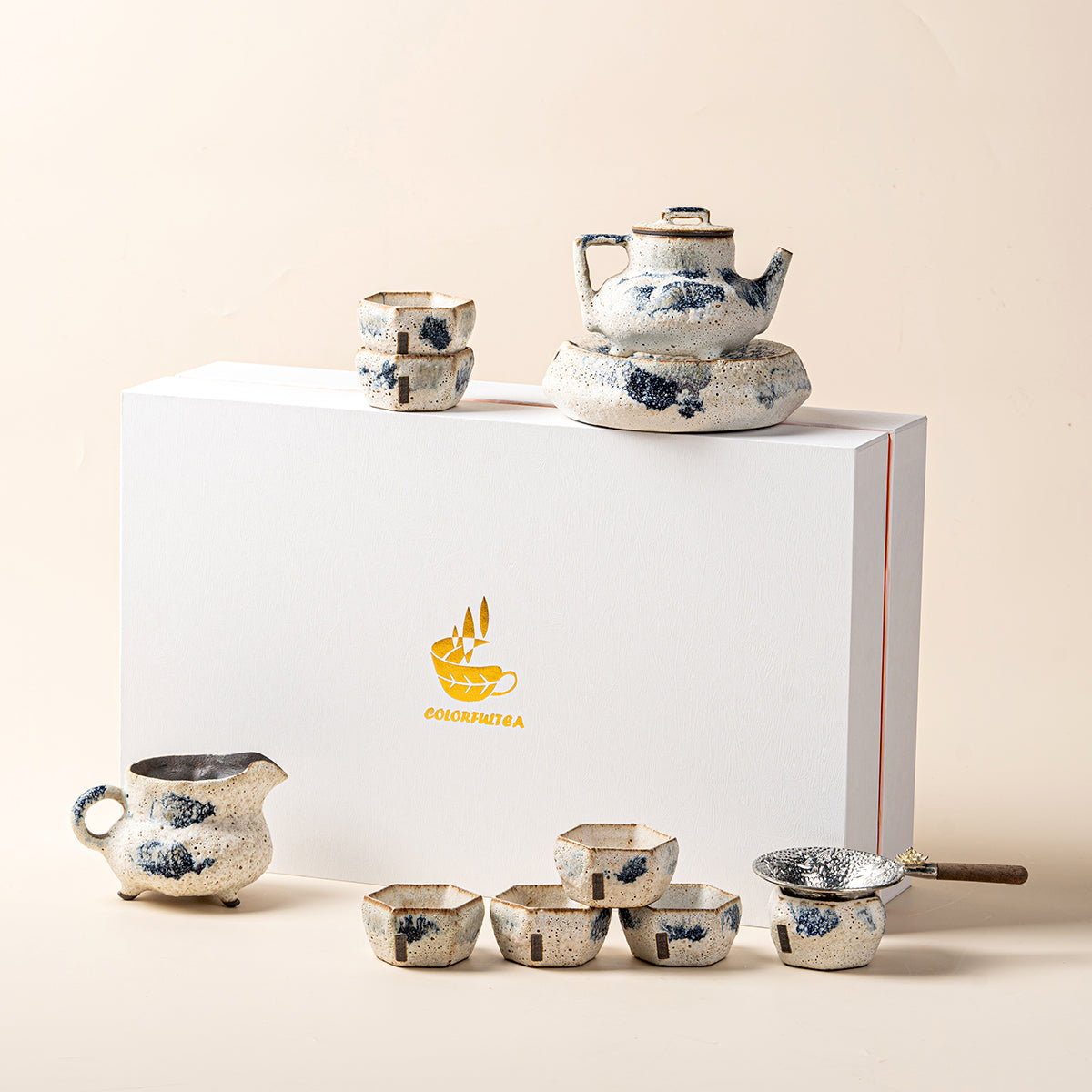 Japanese Coarse Pottery Kobiki Tea Set