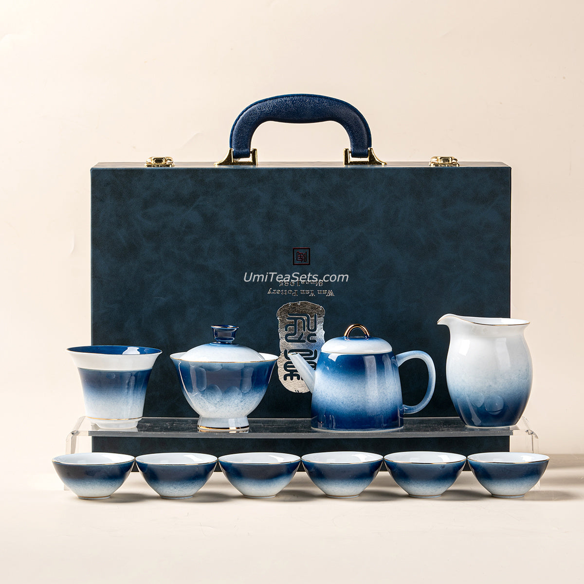 Gradient Blue Jade Porcelain Tea Set