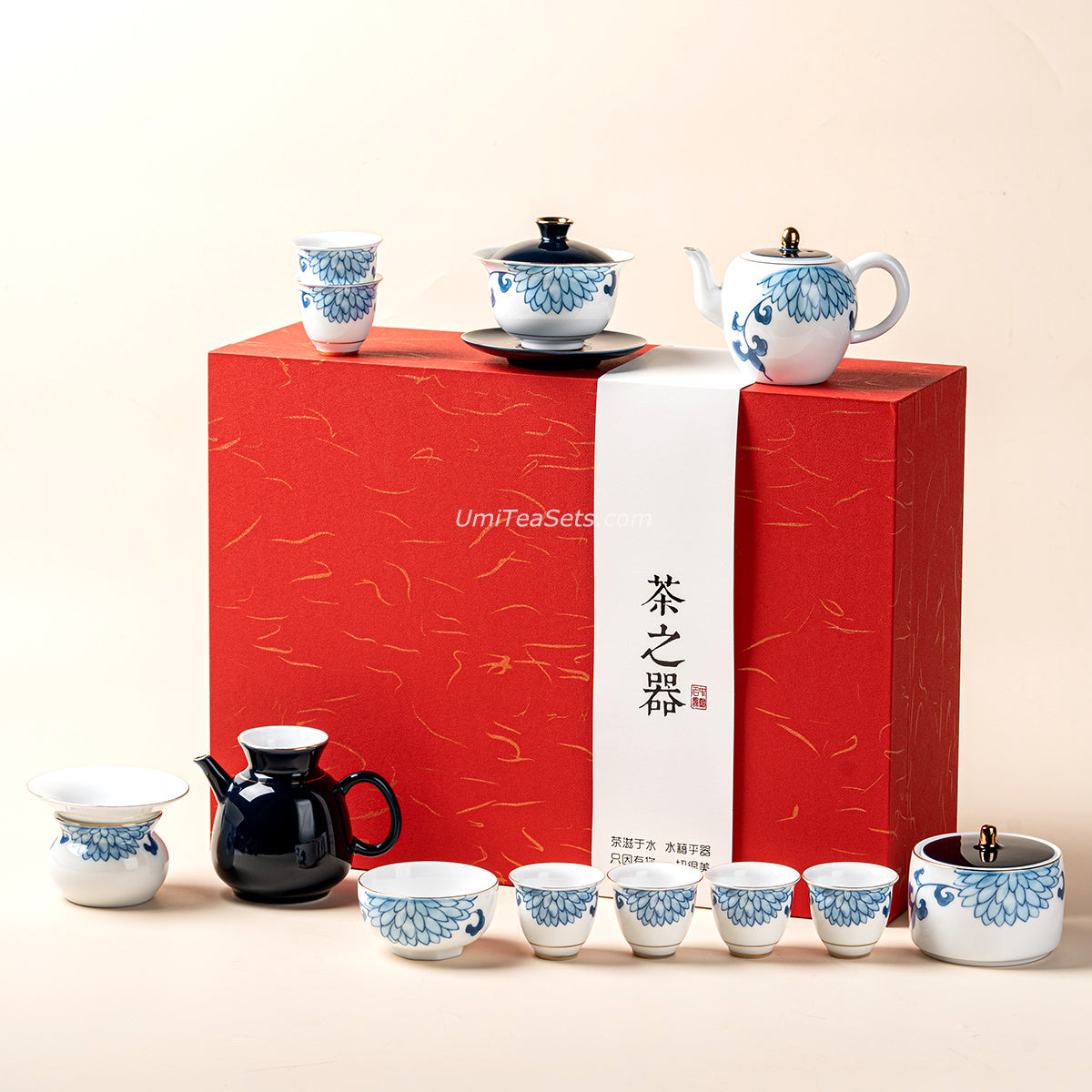 Blue And White Porcelain Chrysanthemum Tea Set
