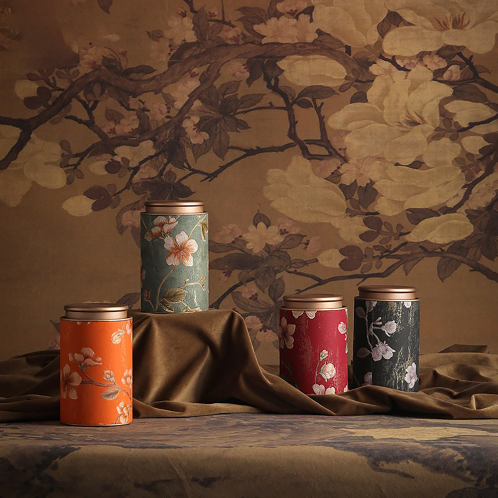 Floral Metal Tea Caddy