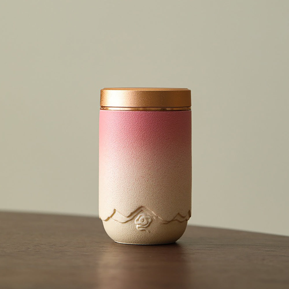 Gradient Ceramic Portable Four Tea Caddies Set