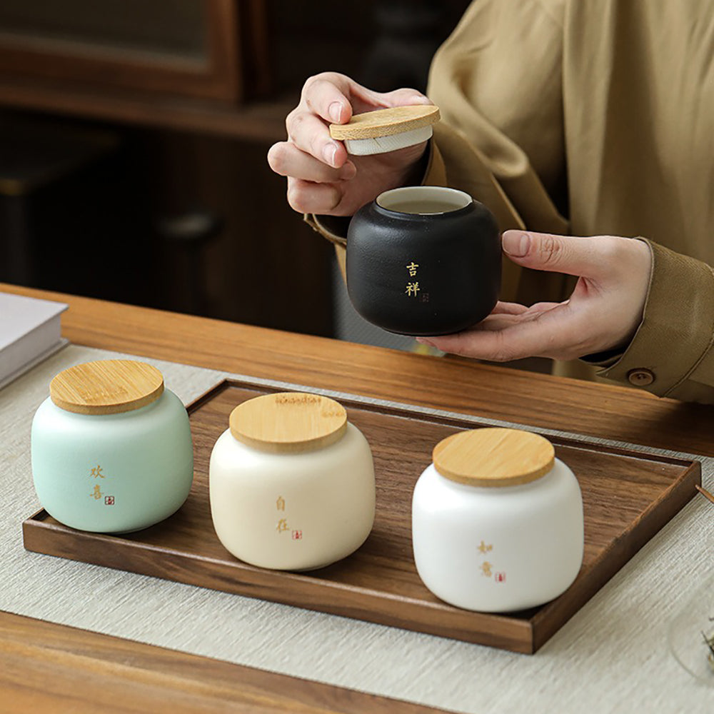 Coarse Pottery Four Tea Caddies Set