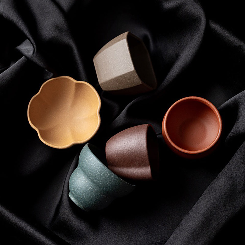 Purple Clay Five Blessings Gongfu Tea Cup Set