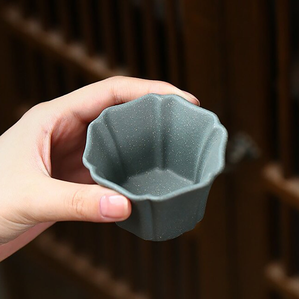 Purple Clay Flower Gongfu Tea Cup Set