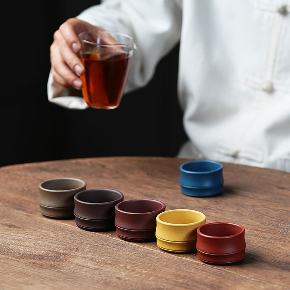 Purple Clay Bamboo Gongfu Tea Cup Set