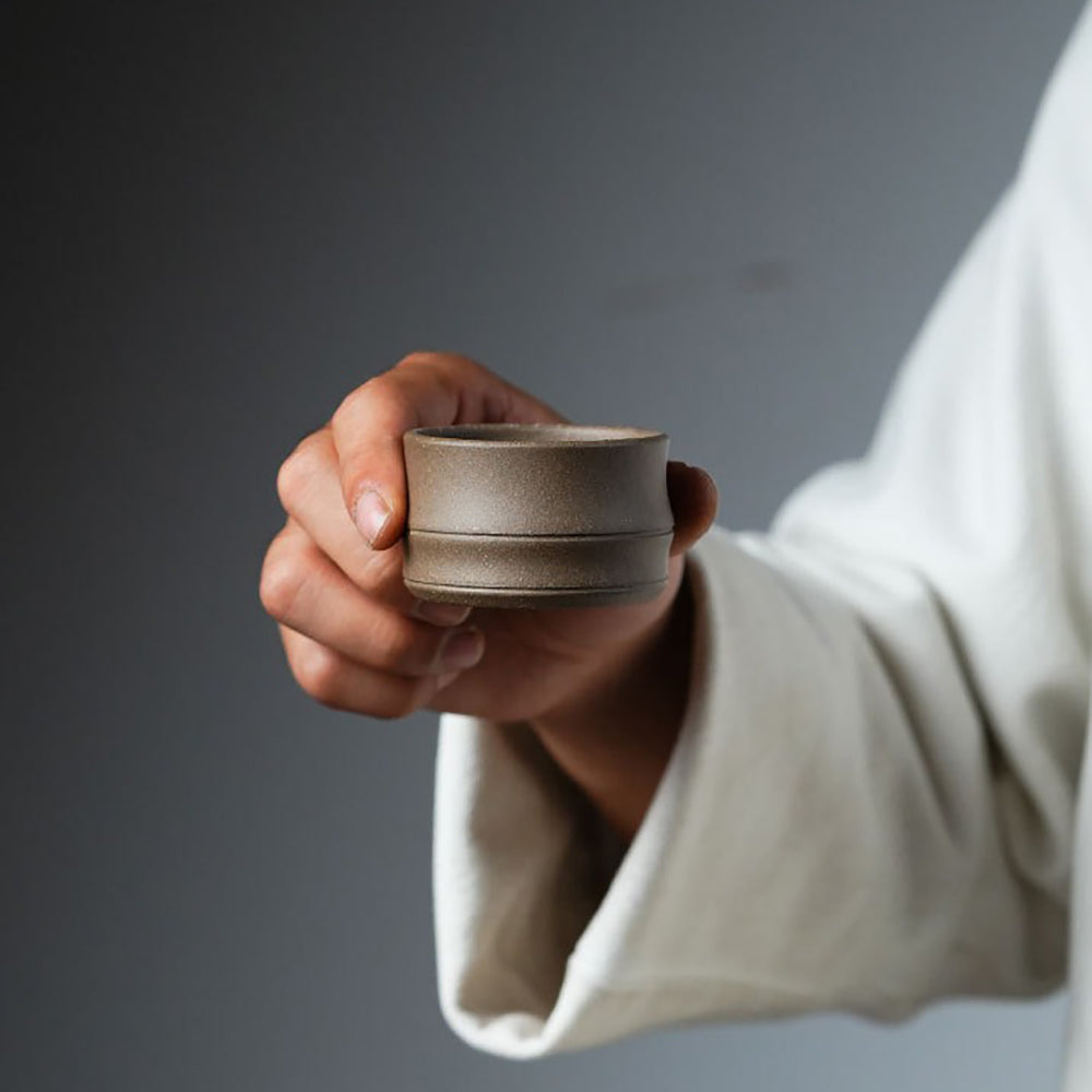 Purple Clay Bamboo Gongfu Tea Cup Set
