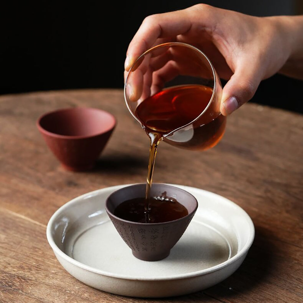 Purple Clay Heart Sutra Gongfu Tea Cup Set