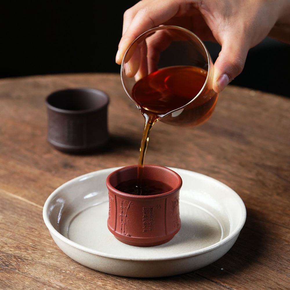 Plum Blossom Orchid Bamboo Chrysanthemum Purple Clay Tea Cup Set