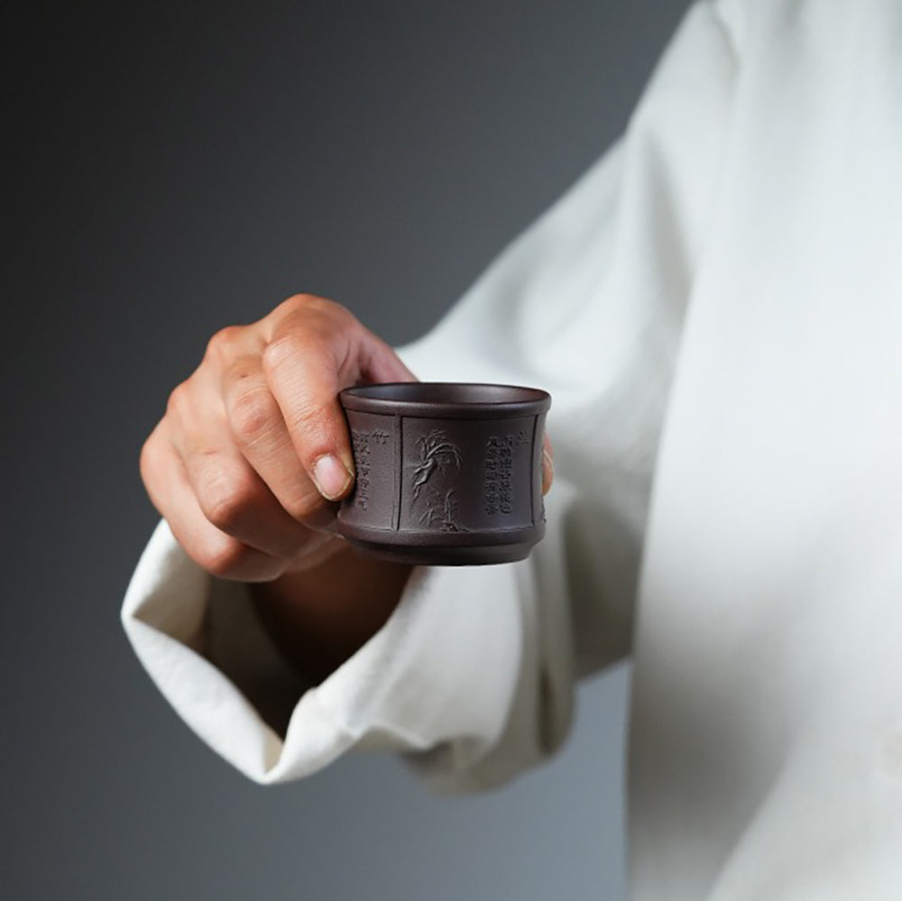 Plum Blossom Orchid Bamboo Chrysanthemum Purple Clay Tea Cup Set